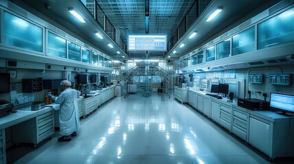 Leinwandbilder - Biological laboratory in a large and high underground bunker. Generative AI.