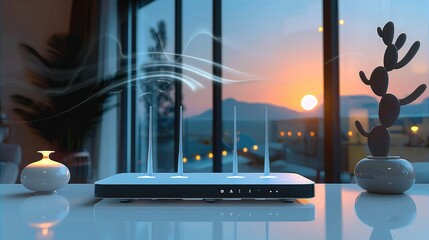 Poster - A router that gives out wi-fi. Generative AI.