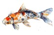 a watercolor painting of a gold and black koi carp on white background. ai generated