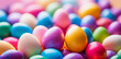 Vibrant and colorful Easter eggs background. Top view