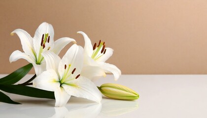 Wall Mural - Cross with White Lilies - Background for Christianity - Symbolism for Mourning or Funeral - Crucifixion of Jesus Christ