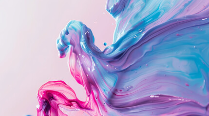 Wall Mural - Vivid Purple Colors Swirling in a Fluid Art Piece on a White Background