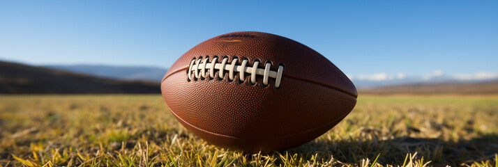 Wall Mural - Banner with american football on grass