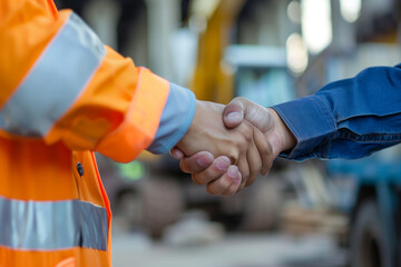 Engineer Team dealing cooperation shaking hand together. Engineering group worker enforce teamwork working project successful