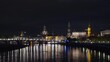 Dresden Skyline bei Nacht mit Elbe im Vordergrund Zeitraffer