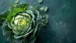 A close up of a green cabbage on top of some water, AI