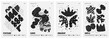 © max_776 - Black and White vector minimalistic Posters with bizarre abstract geometric unusual shapes and forms with textures in matisse style, Hand drawn modern wall art with aesthetic naive figures, set 8