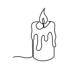 Poster - Continuous one line drawing art of candle light. Candle one line drawing white background. Candle one line icon vector illustration.
