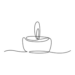 Poster - Continuous one line drawing art of candle light. Candle one line drawing white background. Candle one line icon vector illustration.