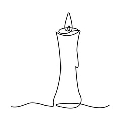 Poster - Continuous one line drawing art of candle light. Candle one line drawing white background. Candle one line icon vector illustration.