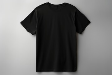 Wall Mural - Sleek black t-shirt template for effortless branding and design presentation, grey neutral studio background