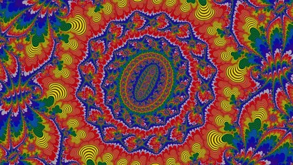 Wall Mural - camera movement inside a multicolor bright fractal. fractal sequence patterns 3d. for yoga or clubs 