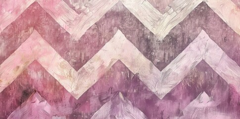 Wall Mural - Pink and White Chevrons Painting