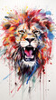 Bright juicy colorful Lion poster on a white background.