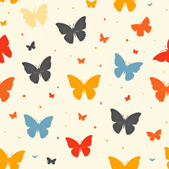  colored Butterfly seamless tile pattern background, ai generated