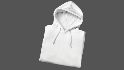 Chic white Hooded Sweatshirt Isolated on Grey Background, Blank Hoodie Mockup, Concept for Design, Effortless Style in Monochrome Comfort