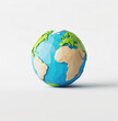 Earth Day Illustration. Low poly model of the world in electric blue on a white background