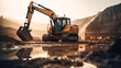 © ADDICTIVE STOCK - Excavator at work in a sunlit quarry. Generative ai image