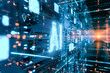 © ADDICTIVE STOCK - Generative AI illustration of vivid depiction of a high-tech AI interface with glowing neon circuitry and binary code streams