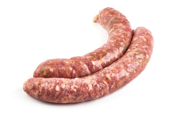 Wall Mural - Italian sausages, Raw Salsiccia Sausages, isolated on a white background