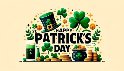 Wall Mural - Vector style illustration of greeting card for saint patrick's day.