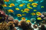 Fototapeta Do akwarium - a picture of a vibrant coral reef teeming with colorful fish and marine life,
