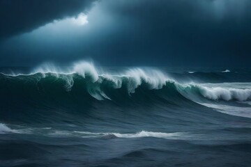 Wall Mural - a realistic seascape during a fierce storm,