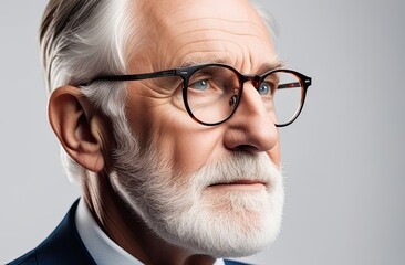 Wall Mural - close-up, shot near the face, elderly man with beard and mustache