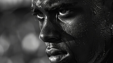 Wall Mural - Serious young man in close-up portrait.