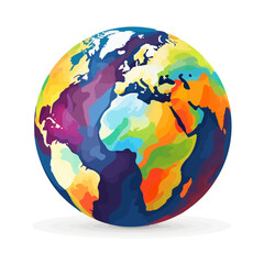 abstract earth globe with continents and oceans. world or planet icon. colored flat illustration iso