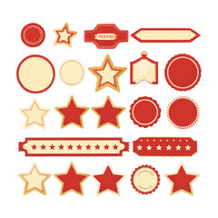 Aufkleber - Set of blank frames and labels vector illustration isolated on white. Price tag, sale sticker, quality mark, retro stars, sale or discount sticker, promotional badge set, shopping labels