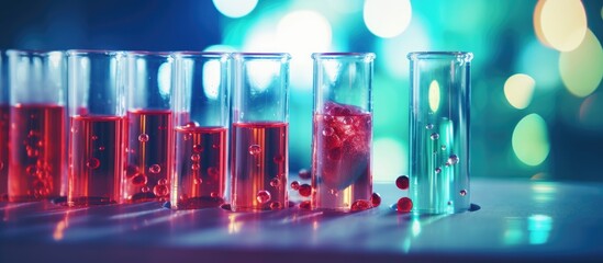 Wall Mural - Exploring the Red Liquid in Test Tubes: Colorful Chemistry Experiments in the Laboratory