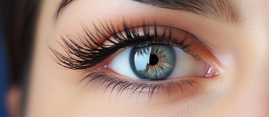 Poster - Feminine Beauty Revealed in Close-Up: Captivating Eye with Luxurious Long Eyelashes