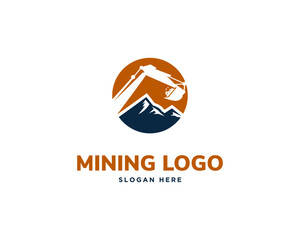 Mining crypto mountain logo design icon vector illustration.