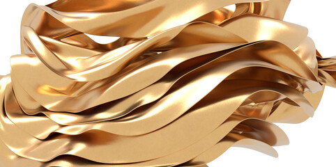 Aufkleber - Elegant Reflections: Abstract 3D Gold Cloth Illustration for Reflective Designs
