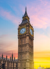 Canvas Print - Big Ben tower at sunset, London, UK