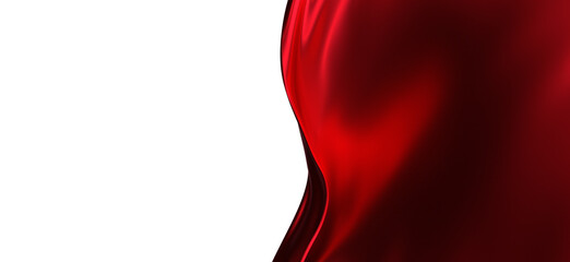 Poster - 3d render of abstract red cloth falling. Silk drapery flies away.