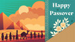 Passover greeting card of the Israelites leaving Egypt.