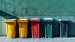 Selective collection of garbage colored containers.