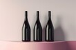 Wine Bottle Mock-Up - Three Bottles. Blank Label isolated background