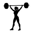 Silhouette of a female Weightlifter Lifting a Barbell. vector illustration