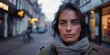 woman on the street close-up portrait Generative AI