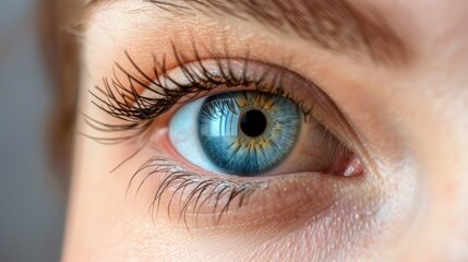 macro shot of the human eye blue color