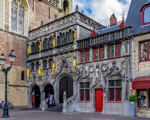 Canvas Print - Basilica of the Holy Blood on Burg square in center of Bruges, Belgium