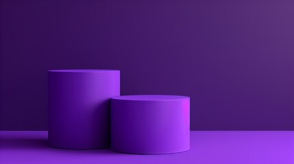 Aufkleber - 3D rendering of a purple colour, double cylinder pedestal for product display. 3D mockup illustration.