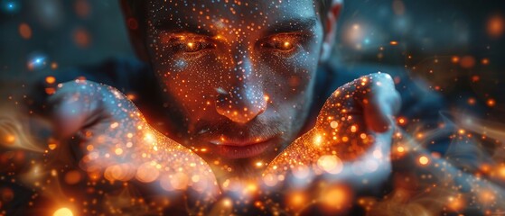 Fototapete - Stock market, Business growth, progress, and success concept. Businessman or trader shows a growing virtual hologram stock. Return on mutual funds.