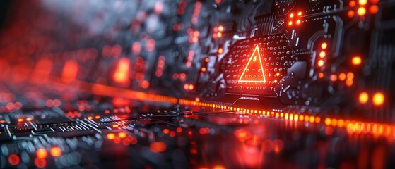 Fototapete - A hacked system alert, a cyber attack on a computer network. Cybersecurity vulnerabilities, data breaches, illegal connections, compromised information concepts. Viruses, malware and cybercrime.
