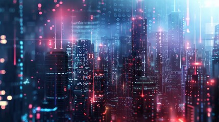 Poster - Concept of smart city with communication network and IoT(Internet of Things). ICT(Information Communication Technology).