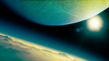 Wall Mural - planets and exoplanets of unexplored galaxies. sci-fi. new worlds to discover. colonization and expl
