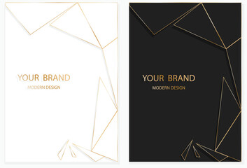 Fototapete - Modern cover design set. Premium vintage geometric pattern with texture. Luxury vector in white and black with gold color for invitation template, restaurant menu, etc. Template.